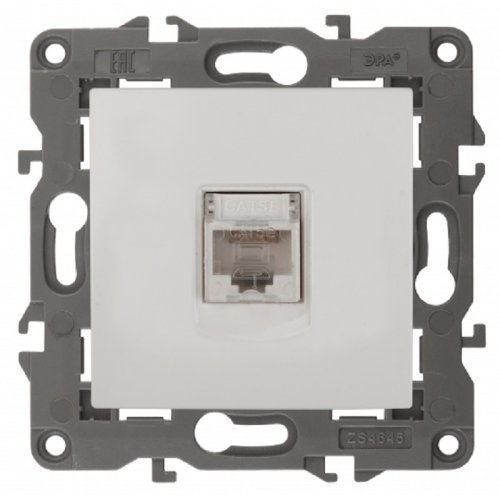 Розетка компьютерная без рамки Эра Elegance 1-м. RJ45 5e белый фото Розетка компьютерная без рамки Эра Elegance 1-м. RJ45 5e белый картинка